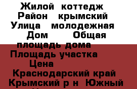 Жилой  коттедж › Район ­ крымский › Улица ­ молодежная › Дом ­ 4 › Общая площадь дома ­ 88 › Площадь участка ­ 24 › Цена ­ 1 700 000 - Краснодарский край, Крымский р-н, Южный п. Недвижимость » Дома, коттеджи, дачи продажа   . Краснодарский край